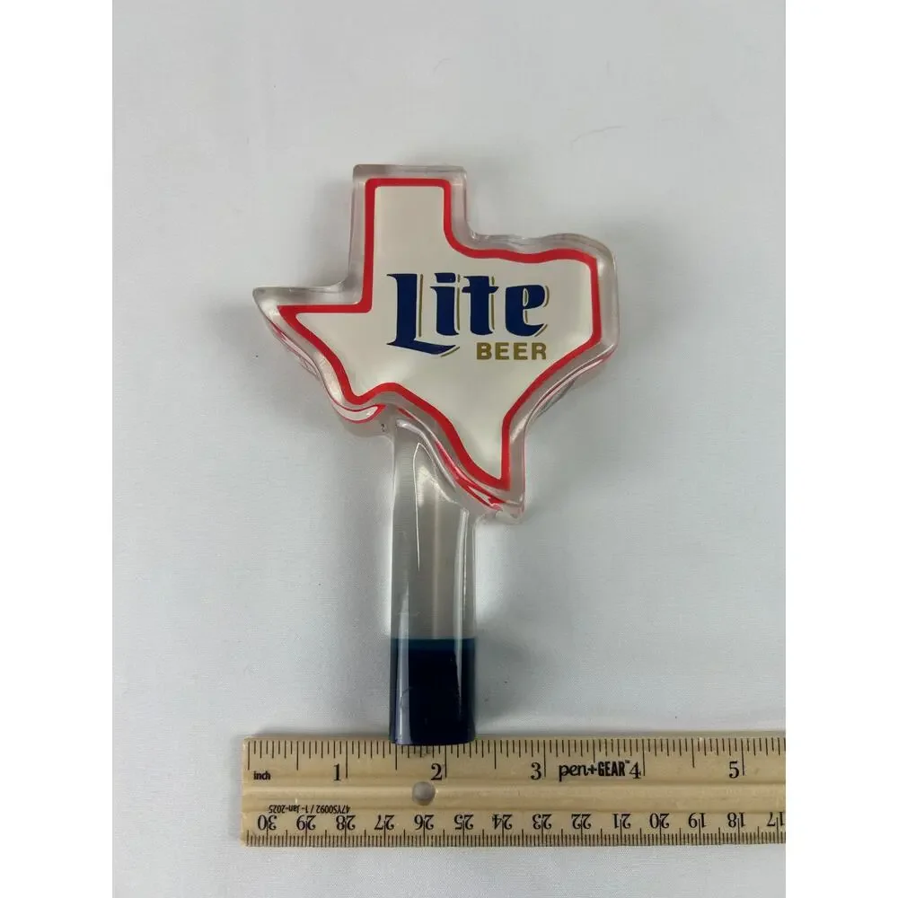 Miller Lite Texas Shaped Beer Tap Handle Clear Lucite Acrylic Breweriana 6in